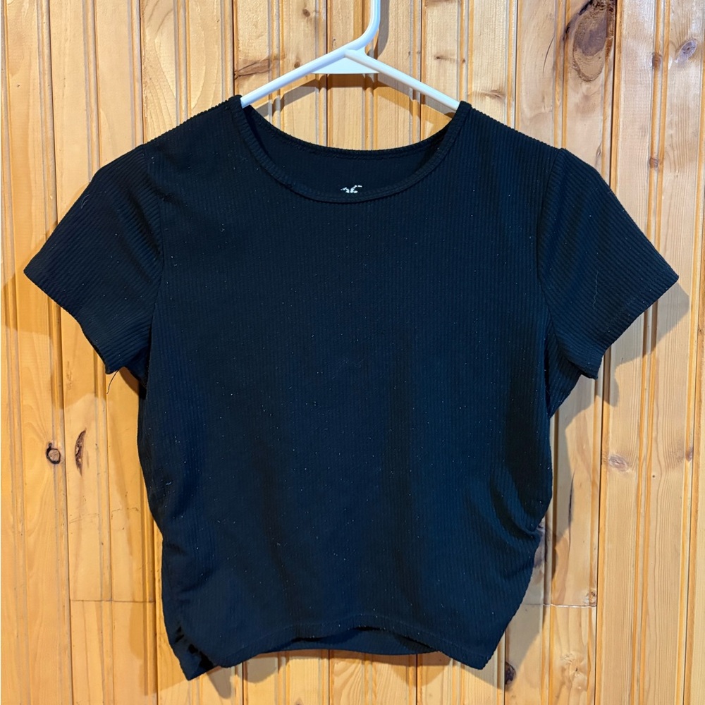 Hollister Black Ribbed Crop Top